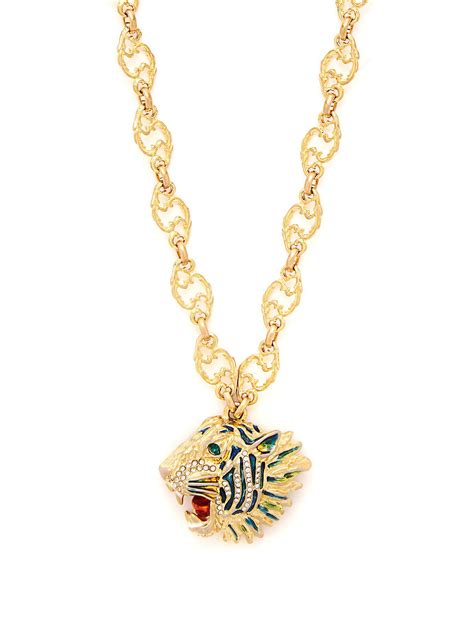 men's gucci necklace gold|Gucci tiger necklace.